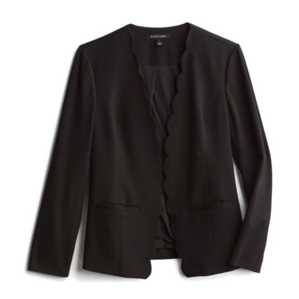 41 Hawthorn Harla Black Scallop Ponte Blazer 1X Open Front Collarless Stitch Fix